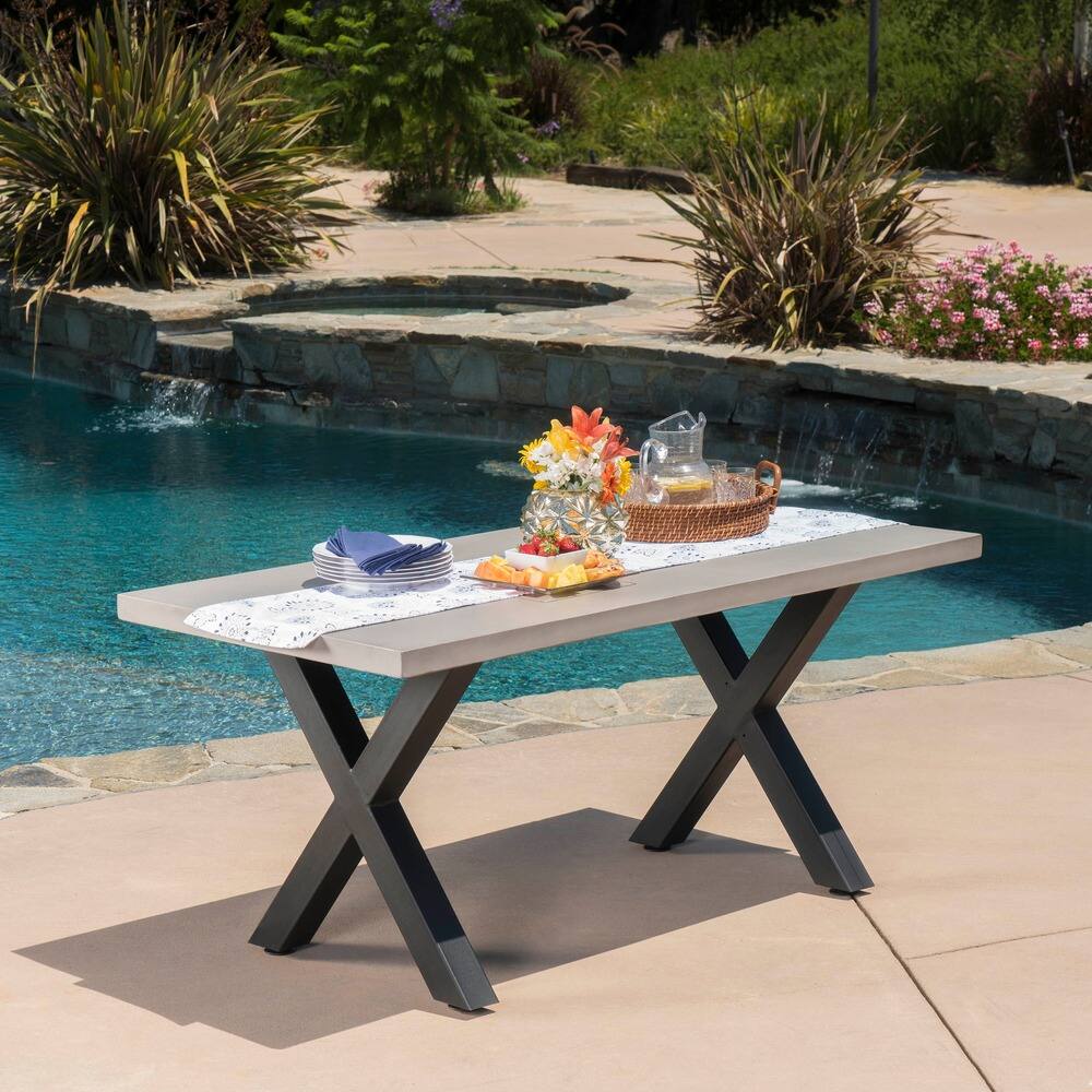 Goleta Outdoor Rectangle Light-weight Concrete Dining Table by Christopher Knight Home