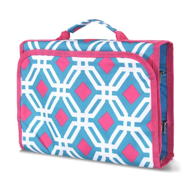 Zodaca Blue Graphic Jewelry Hanging Travel Organizer Roll Bag Jewelry Hanging Travel Organizer