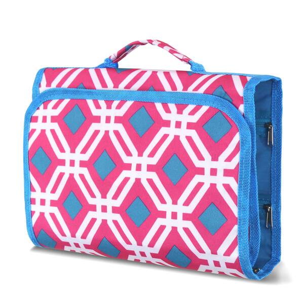 Zodaca Pink Graphic Jewelry Hanging Travel Organizer Roll Bag Zodaca Pink Graphic Jewelry Hanging