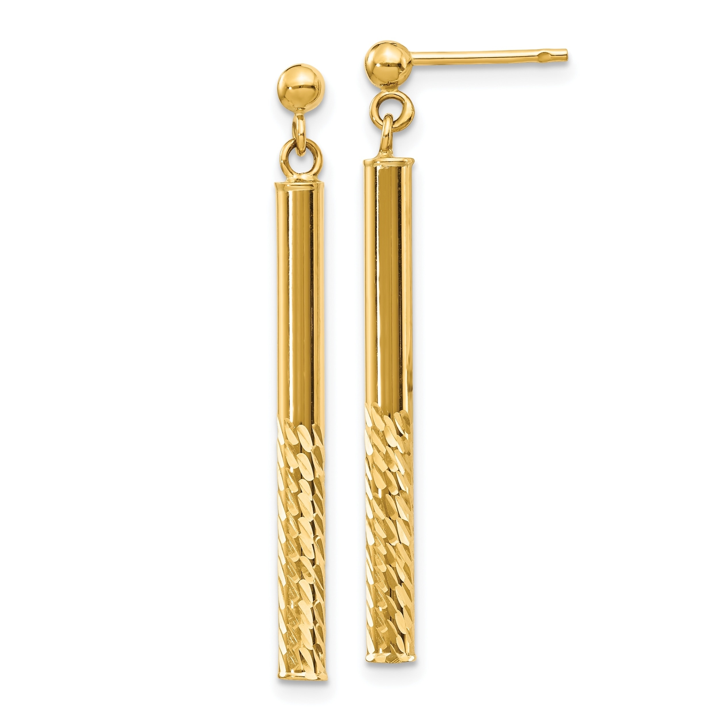 14K Diamond-cut Inverted Fan Dangle Post Earring
