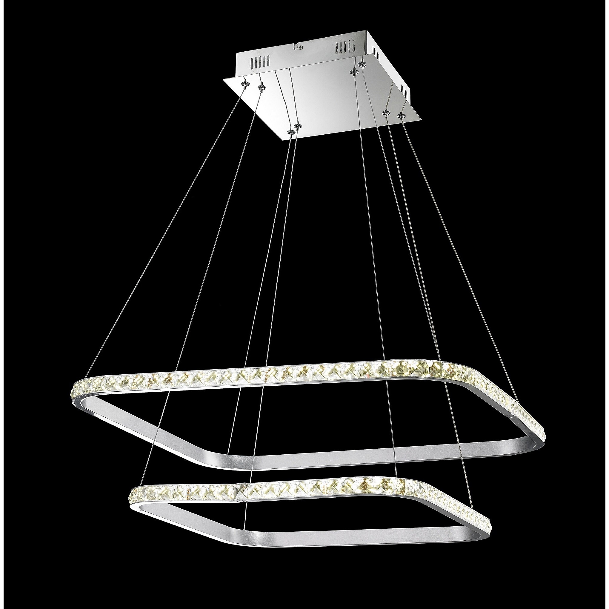 Double Floating LED 1-light Chandelier (Modern Design- Double Floating Led Crystal Round) - Chandeliers For Bedrooms by Overstock.com