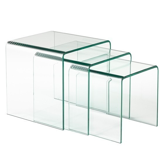 Shop Brassex 3 Piece Nesting Table Set Clear Bent Glass