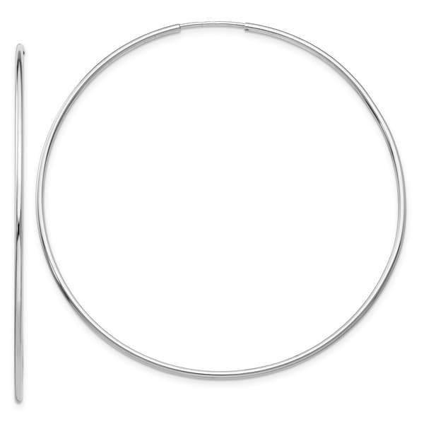 14K White Gold Polished 59mm Endless Hollow Tube Hoop Earrings by Versil