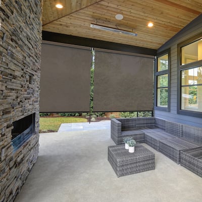 Radiance Cordless Exterior Crank Operated Coconut Brown Solar Shade
