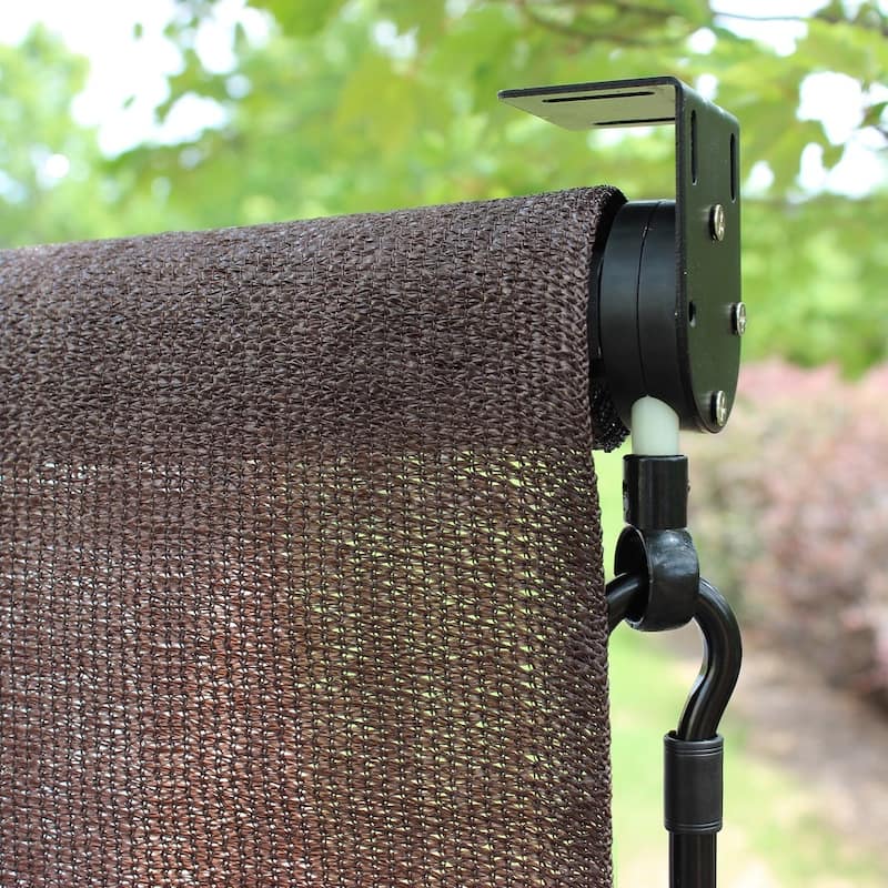 Radiance Cordless Exterior Crank Operated Coconut Brown Solar Shade