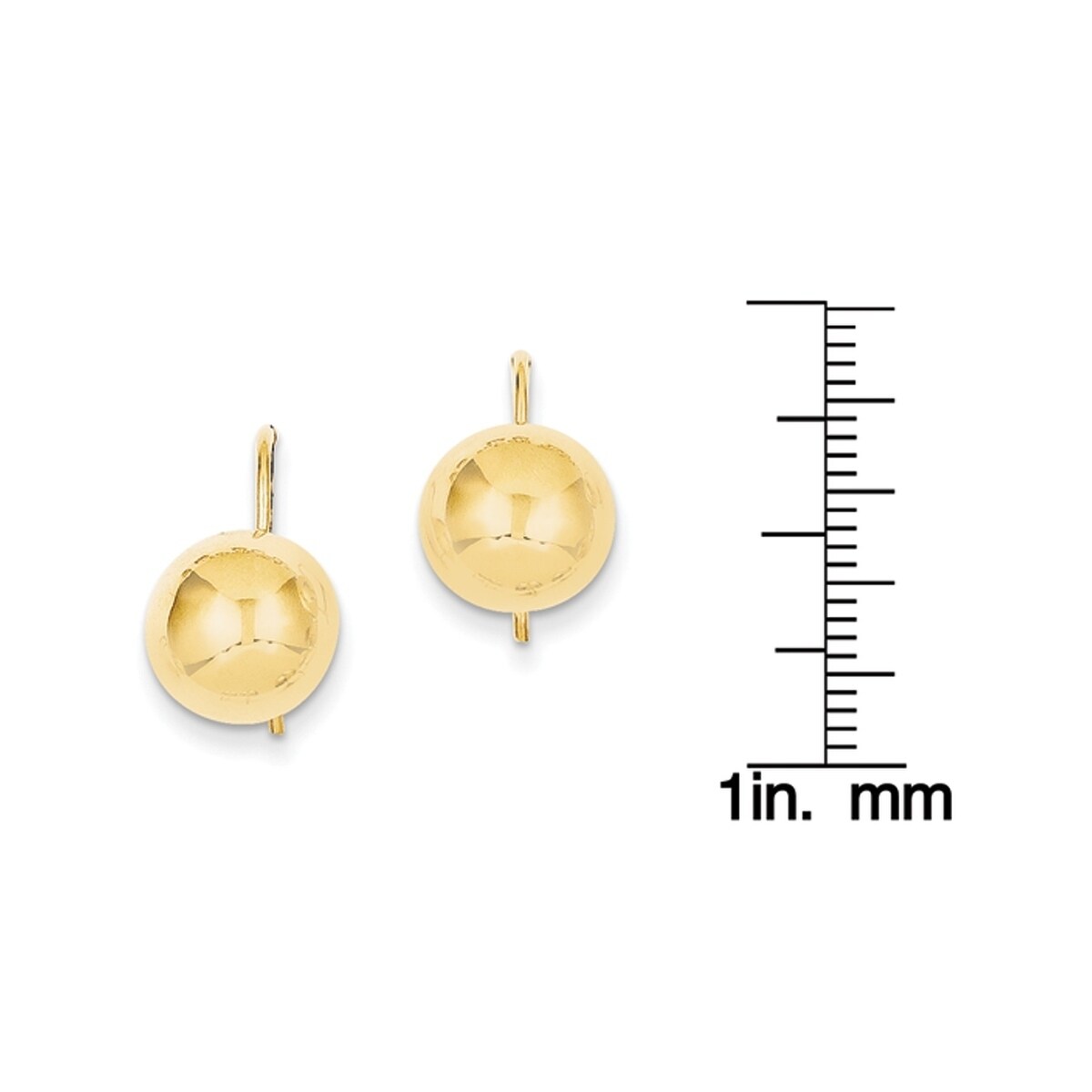 14k 10.50mm Hollow Half Ball Earrings in 14k Yellow Gold