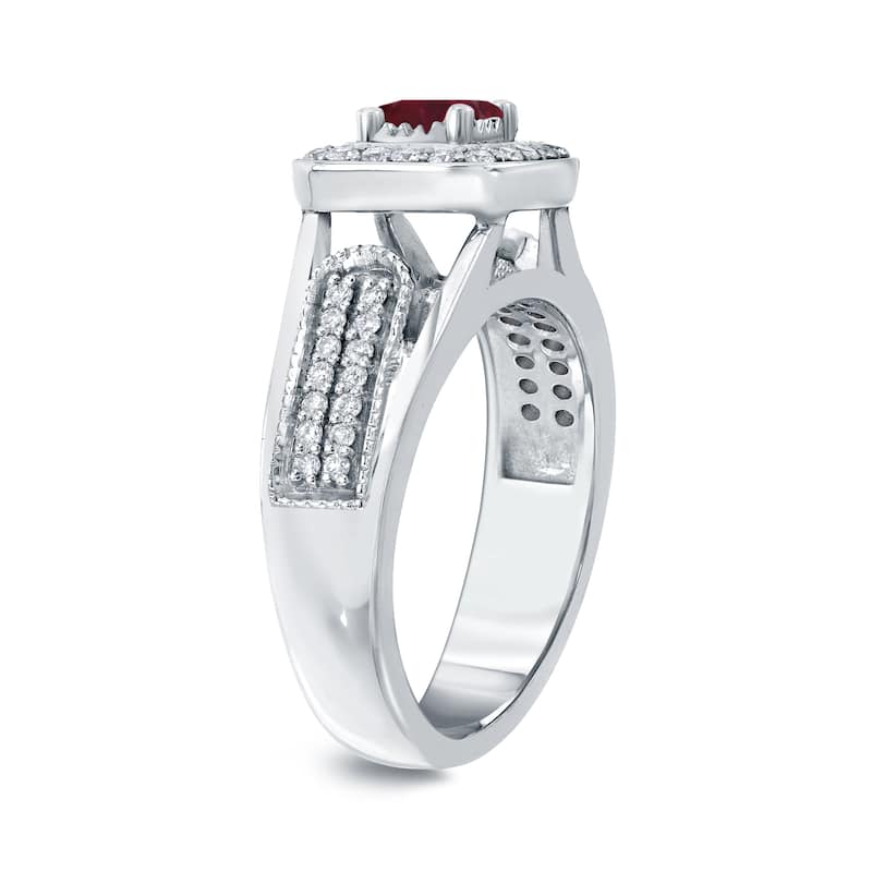 14k Gold 1/6ct Ruby and 1/3ct TDW Diamond Engagement Ring by Auriya