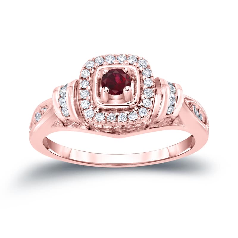 14k Gold 1/5ct Ruby and 1/5ct TDW Diamond Engagement Ring