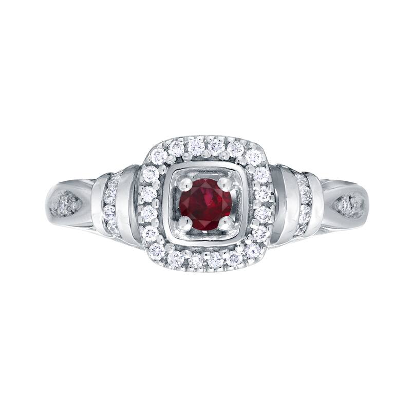 14k Gold 1/5ct Ruby and 1/5ct TDW Diamond Engagement Ring