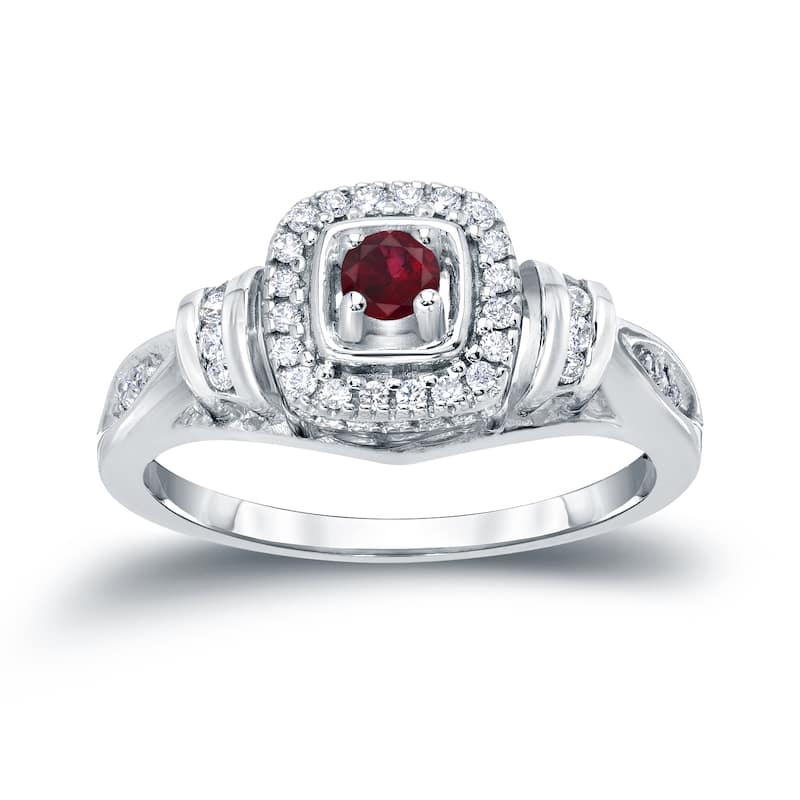 14k Gold 1/5ct Ruby and 1/5ct TDW Diamond Engagement Ring