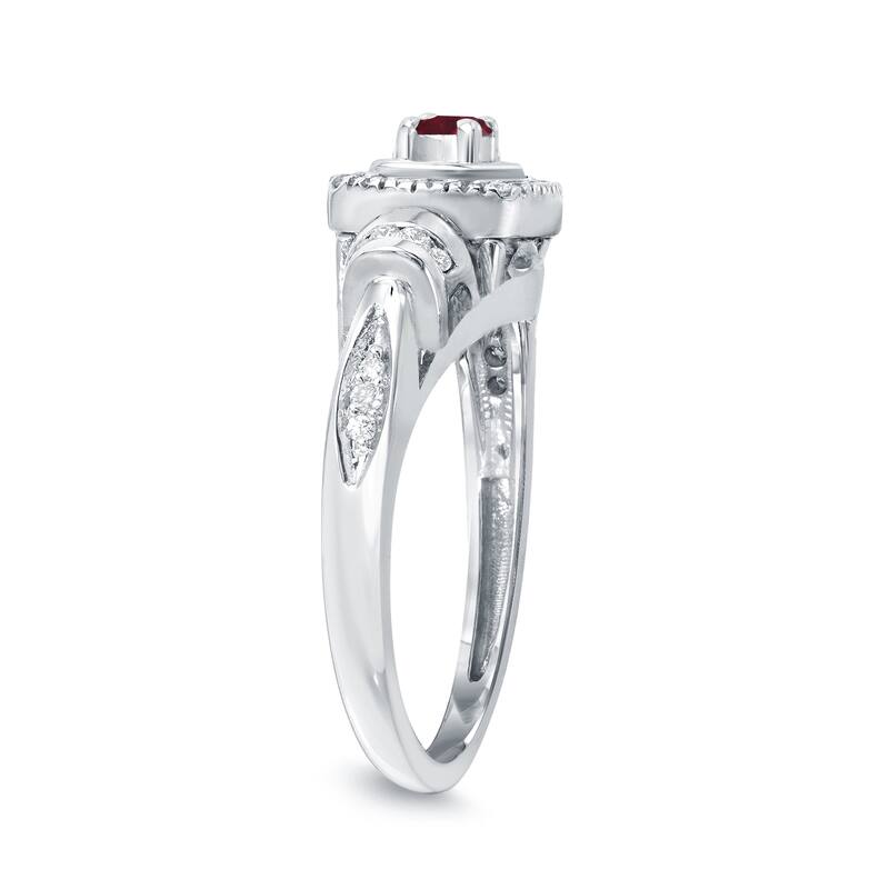 14k Gold 1/5ct Ruby and 1/5ct TDW Diamond Engagement Ring