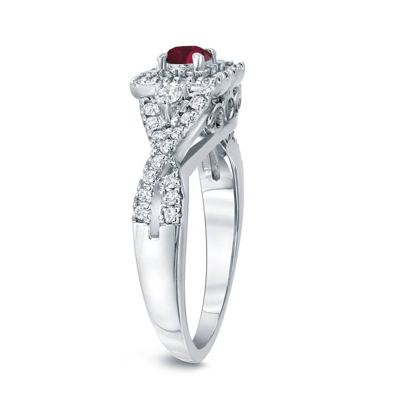 14k Gold 1/4ct Ruby and 2/5ct TDW Diamond Engagement Ring by Auriya