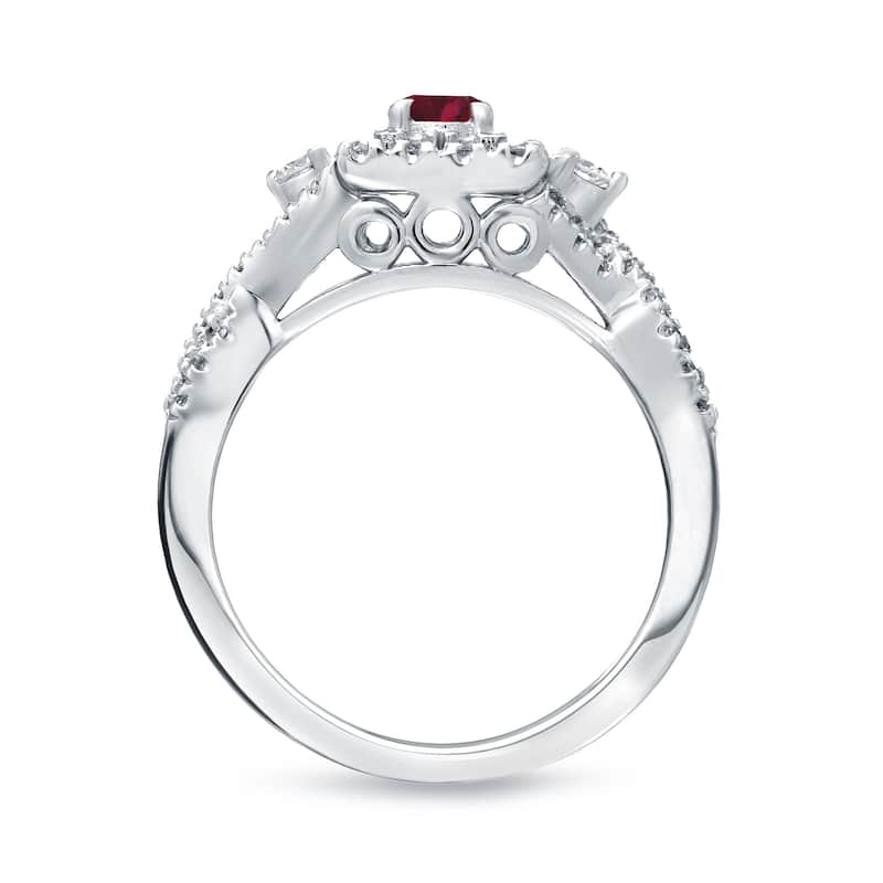 14k Gold 1/4ct Ruby and 2/5ct TDW Diamond Engagement Ring by Auriya