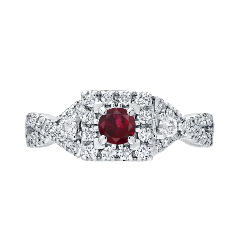 14k Gold 1/4ct Ruby and 2/5ct TDW Diamond Engagement Ring by Auriya