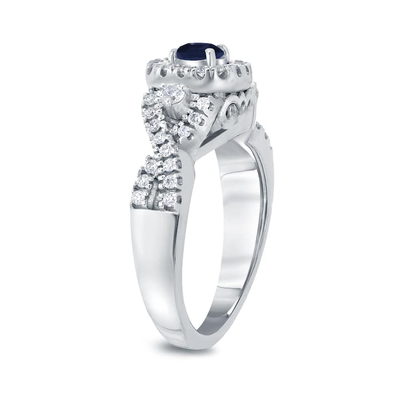 14k Gold 1/4ct Blue Sapphire and 2/5ct TDW Diamond Engagement Ring H