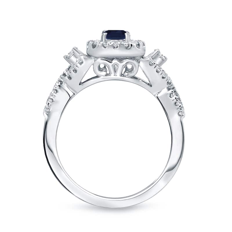 14k Gold 1/4ct Blue Sapphire and 2/5ct TDW Diamond Engagement Ring H