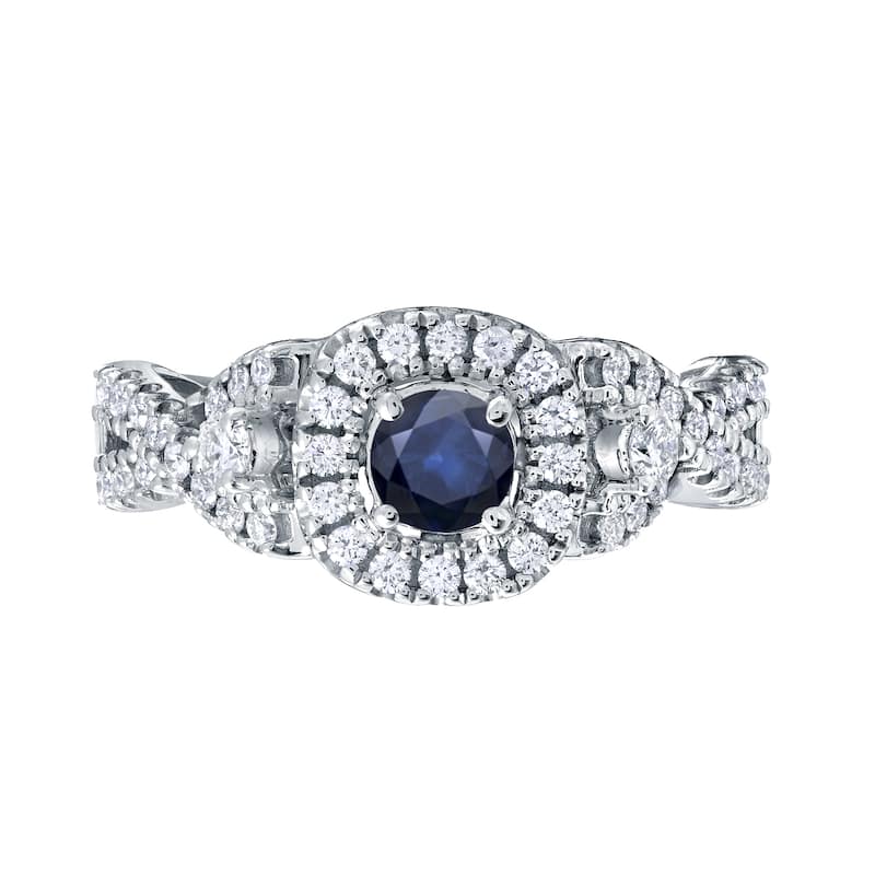 14k Gold 1/4ct Blue Sapphire and 2/5ct TDW Diamond Engagement Ring H