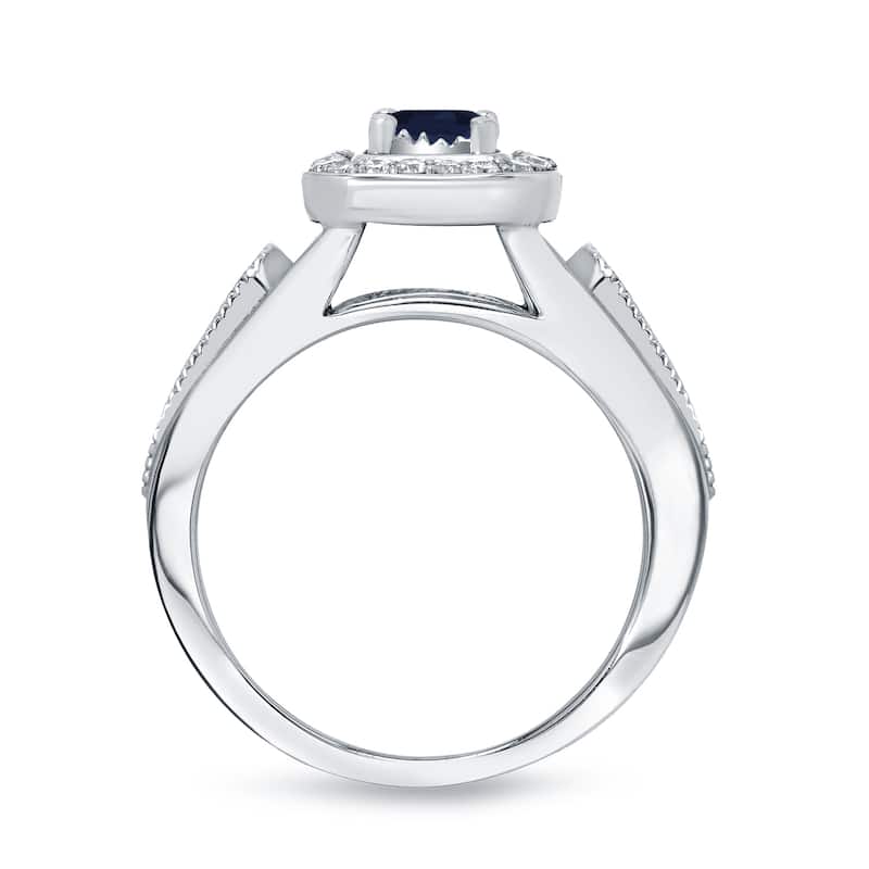 14k Gold 1/6ct Blue Sapphire and 1/3ct TDW Diamond Engagement Ring