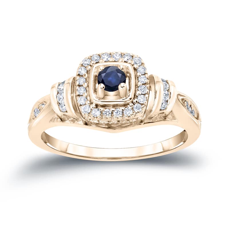 14k Gold 1/5ct Blue Sapphire and 1/5ct TDW Diamond Engagement Ring