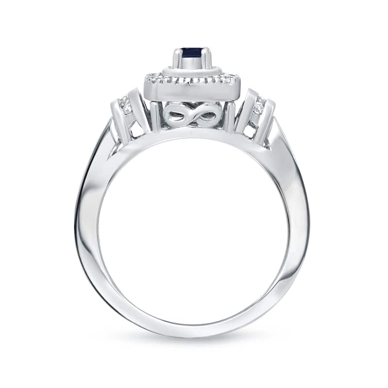 14k Gold 1/5ct Blue Sapphire and 1/5ct TDW Diamond Engagement Ring