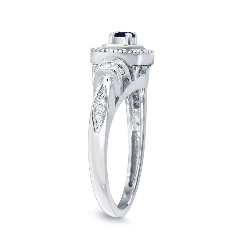 14k Gold 1/5ct Blue Sapphire and 1/5ct TDW Diamond Engagement Ring