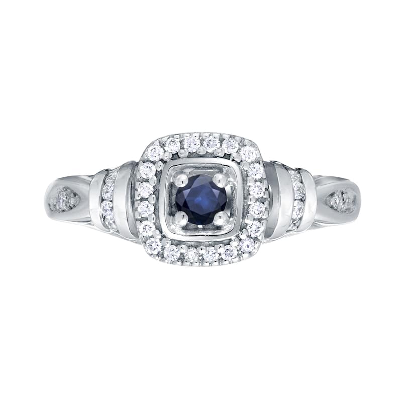 14k Gold 1/5ct Blue Sapphire and 1/5ct TDW Diamond Engagement Ring