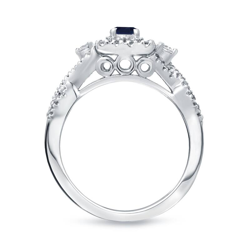 14k Gold 1/4ct Sapphire and 2/5ct TDW Halo Diamond Engagement Ring