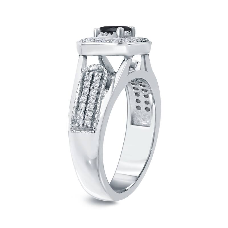 14k Gold 1/2ct TDW Black Diamond with Halo Engagement Ring