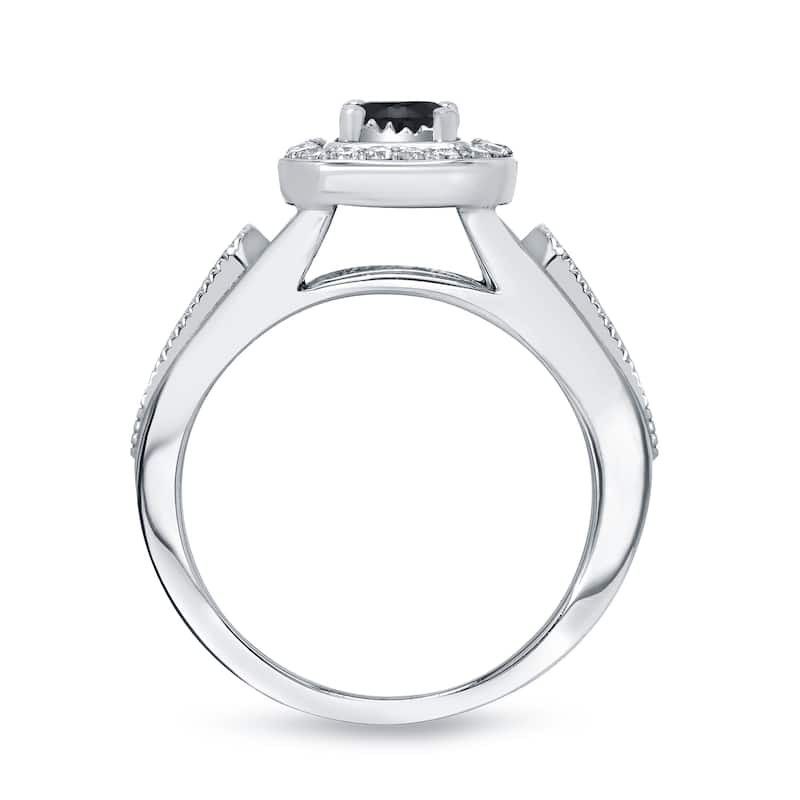 14k Gold 1/2ct TDW Black Diamond with Halo Engagement Ring