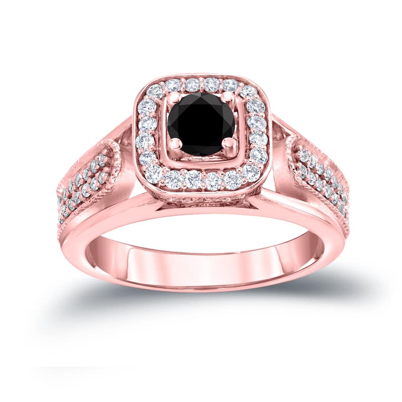 14k Gold 1/2ct TDW Black Diamond with Halo Engagement Ring