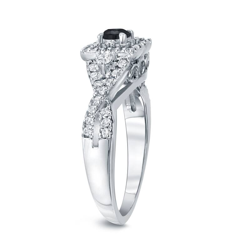 Auriya 14k Gold 3/5ctw Halo Black Diamond Engagement Ring (H-I, I1-I2)