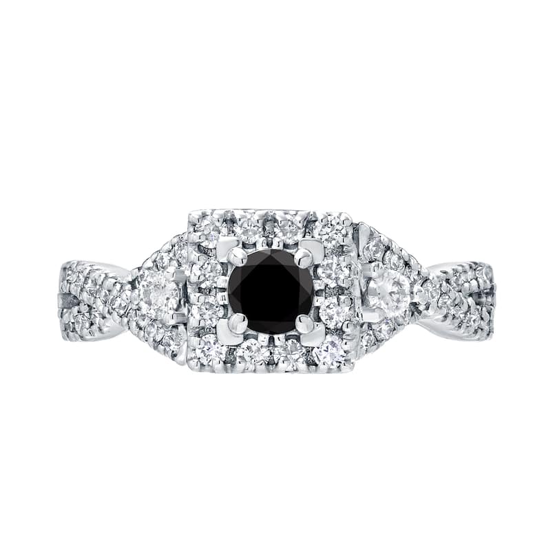 Auriya 14k Gold 3/5ctw Halo Black Diamond Engagement Ring (H-I, I1-I2)