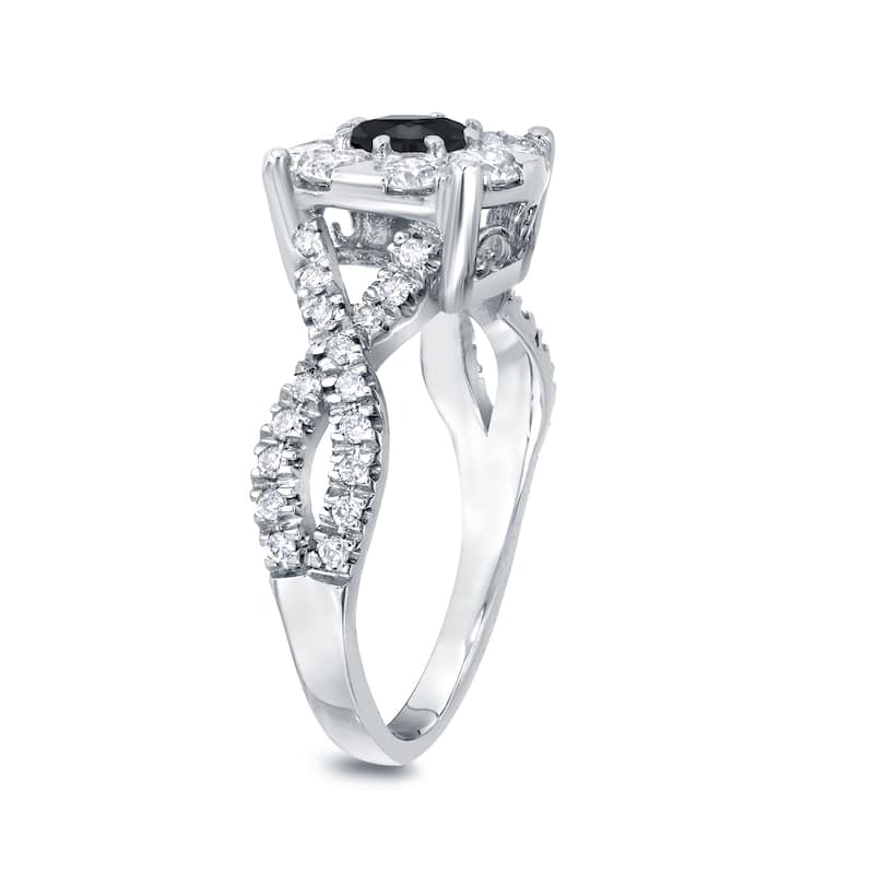 Auriya 1 carat TW Infinity Black Diamond Halo Engagement Ring 14k Gold