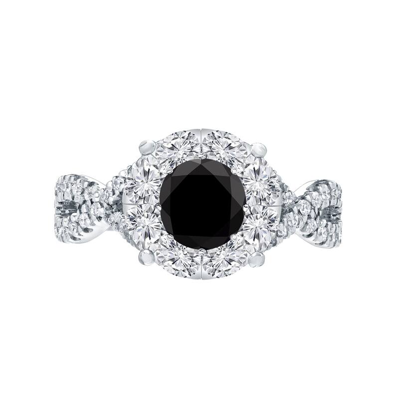 Auriya 1 carat TW Infinity Black Diamond Halo Engagement Ring 14k Gold