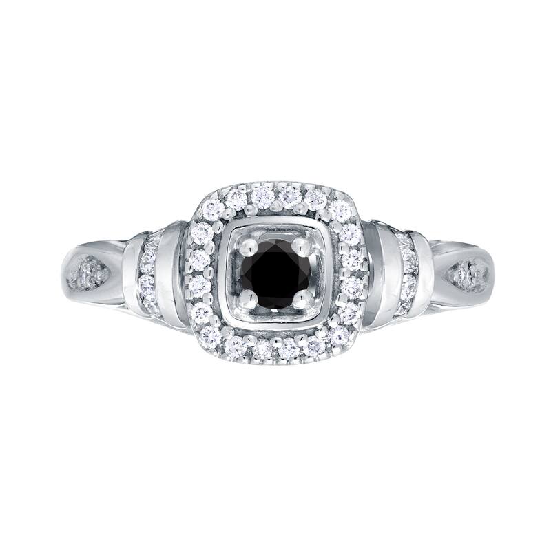 14k Gold 2/5ct TDW Black Diamond with Halo Engagement Ring
