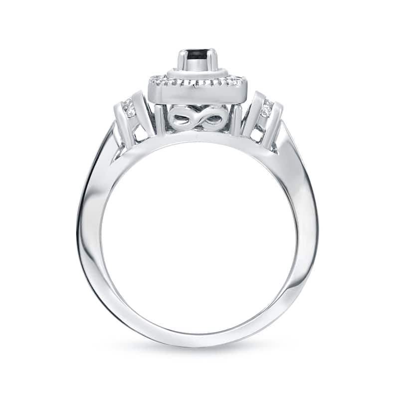 14k Gold 2/5ct TDW Black Diamond with Halo Engagement Ring