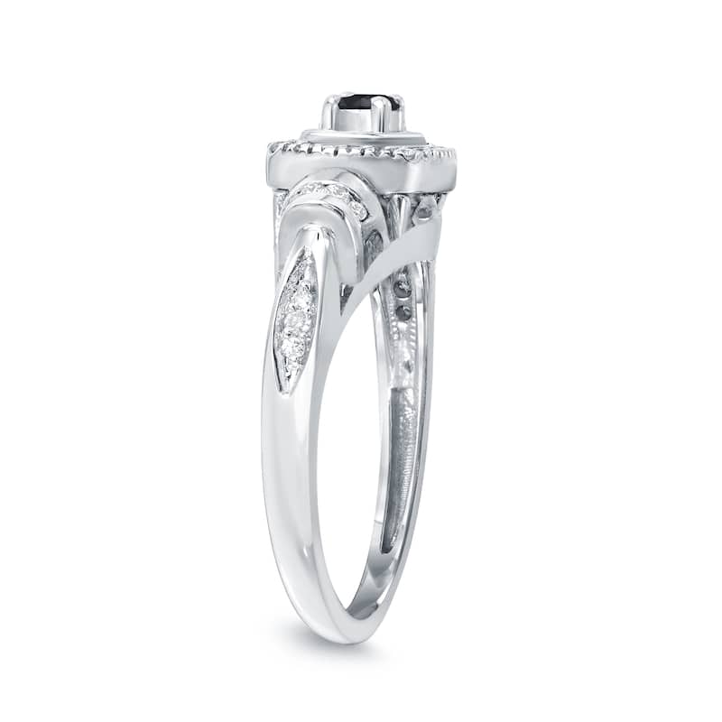 14k Gold 2/5ct TDW Black Diamond with Halo Engagement Ring