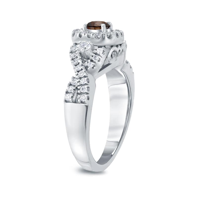 Auriya Round 4/6ct TDW Infinity Brown Diamond Halo Engagement Ring 14k Gold (H-I, I1-I2)