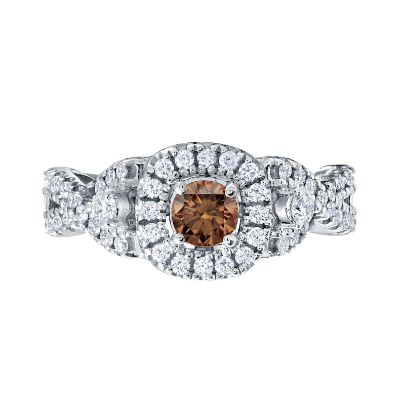 Auriya Round 4/6ct TDW Infinity Brown Diamond Halo Engagement Ring 14k Gold (H-I, I1-I2)