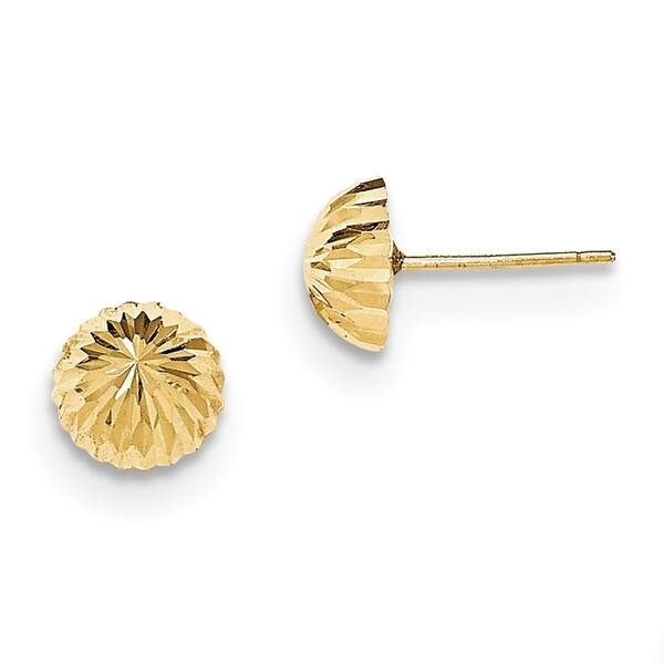 14k Yellow Gold Diamond-Cut Round Button Post Earring Push Back Clasp 10mm 14k Yellow Gold Diamond-Cut Round Button Post Earring Push Back Clasp 10mm
