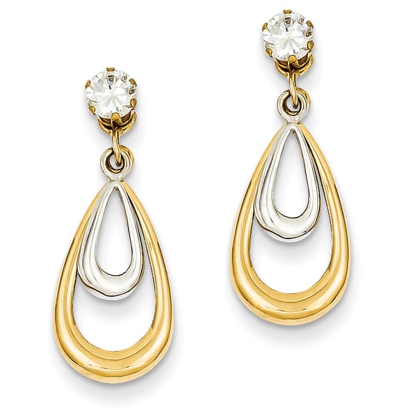 14 Karat Two Tone Polished Withcz Stud Earring Jackets On 14 Karat Two Tone Polished Withcz Stud Earring Jackets