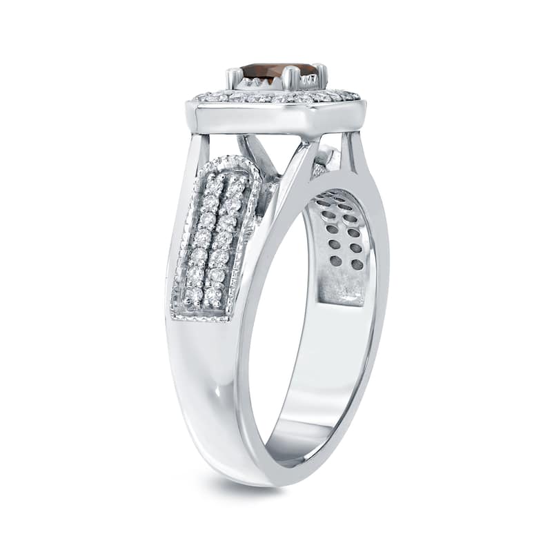 Auriya Modern 1/2ct TDW Brown Diamond Halo Engagement Ring 14k Gold