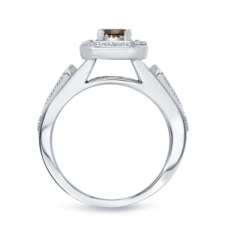 Auriya Modern 1/2ct TDW Brown Diamond Halo Engagement Ring 14k Gold