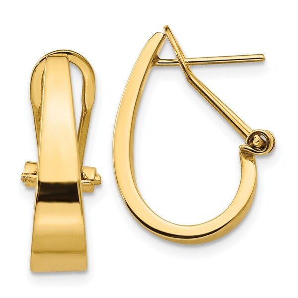 Best Quality Free Gift Box 14k White Gold Polished J-Hoop Post Earrings