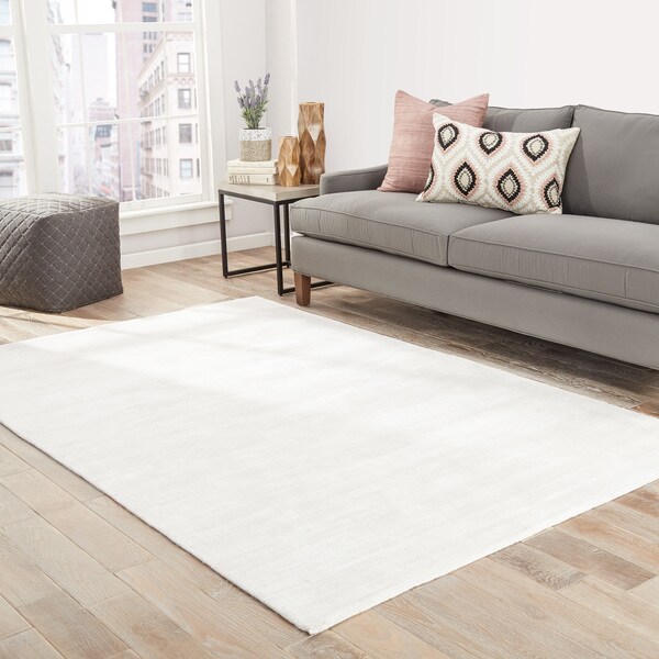 Shop Lizette Handmade Solid White Area Rug (9' X 12') Free Shipping