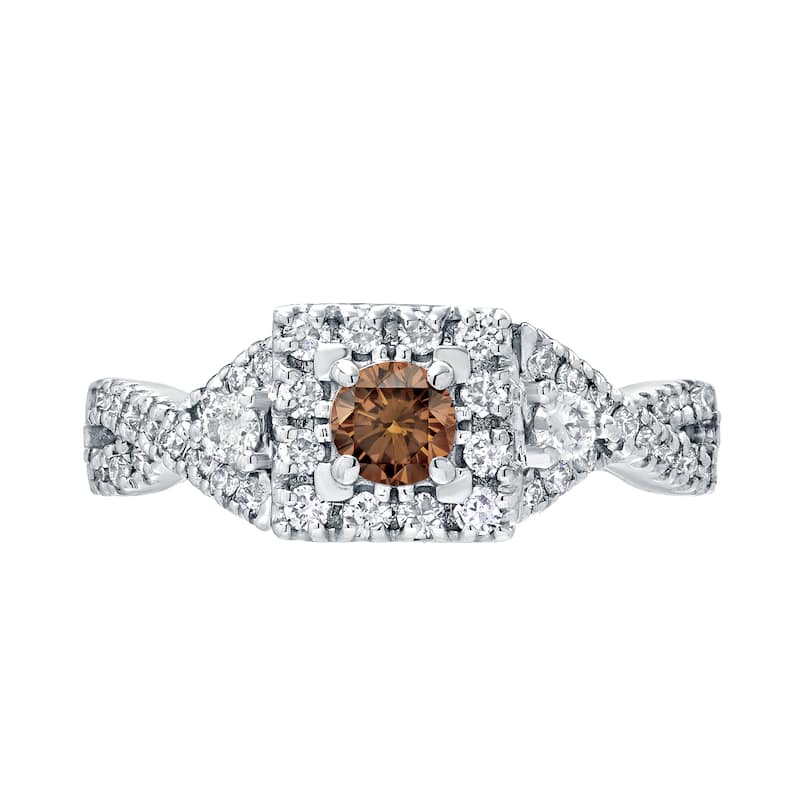 Auriya Vintage 4/6ct TW Brown Diamond Halo Engagement Ring 14K Gold
