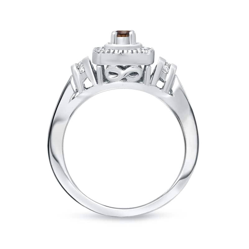 Auriya Modern Round 2/5ct TW Brown Diamond Halo Engagement Ring 14k Gold