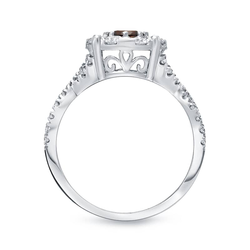 Auriya 1 carat TW Infinity Brown Diamond Halo Engagement Ring 14k Gold