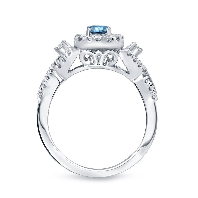 Auriya 14k Gold Round 5/8ctw Infinity Halo Blue Diamond Engagement Ring