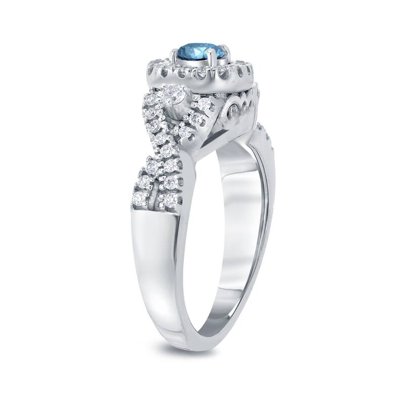 Auriya 14k Gold Round 5/8ctw Infinity Halo Blue Diamond Engagement Ring